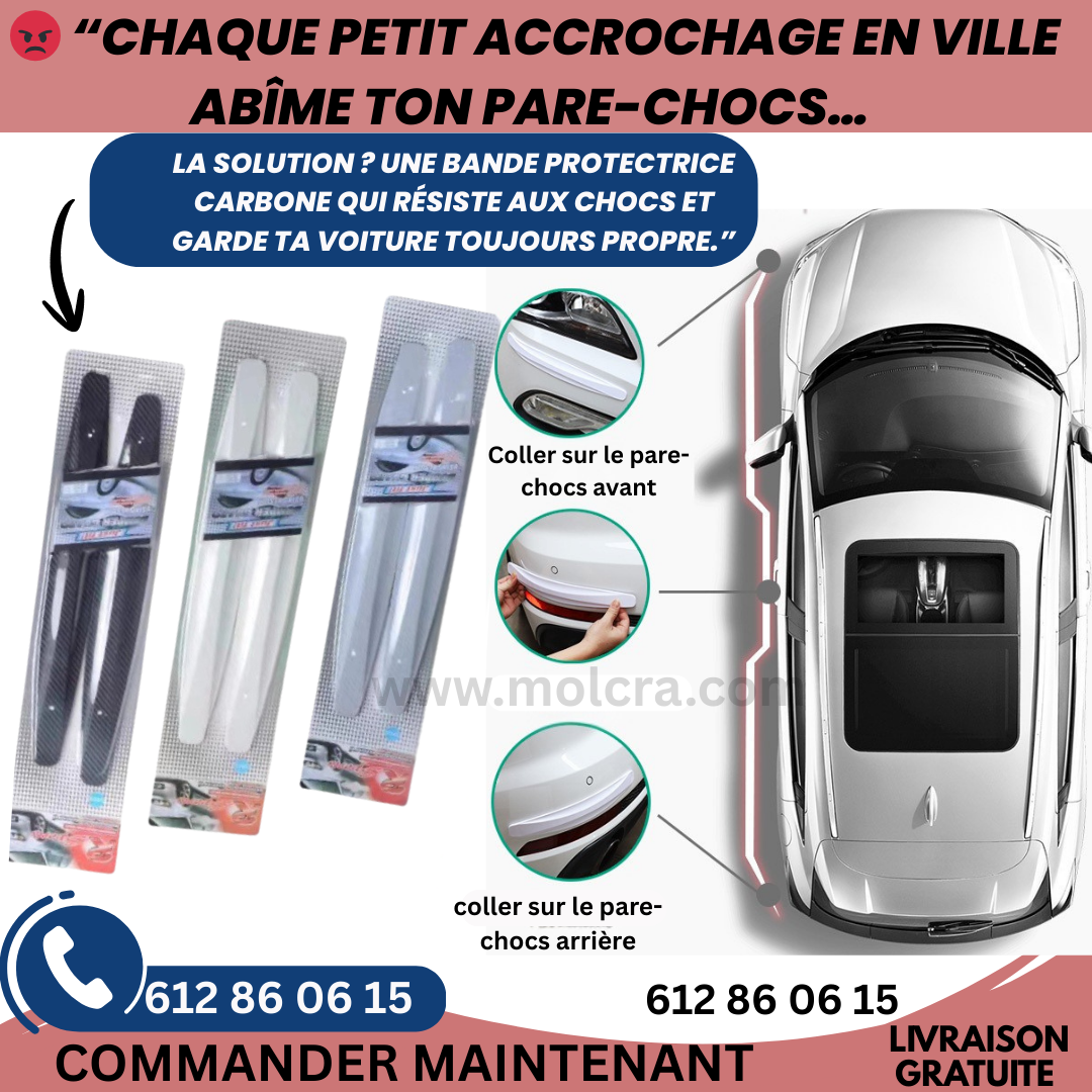 Bande Protection Pare-chocs Anti-Rayure Universel Carbone - Protection Voiture