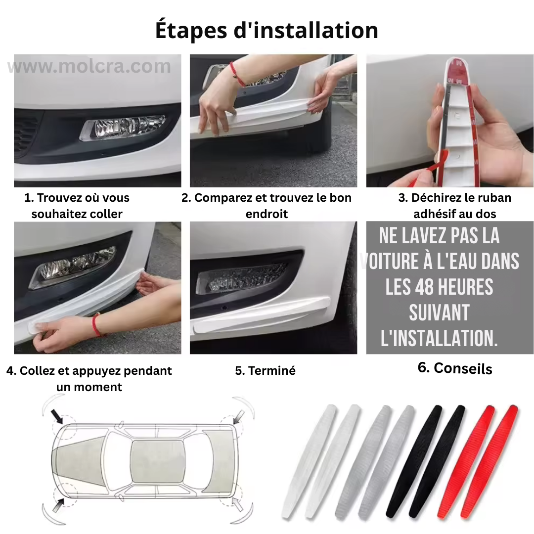 Bande Protection Pare-chocs Anti-Rayure Universel Carbone - Protection Voiture