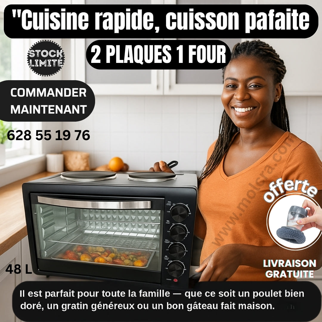🍽️ Four Multifonction 2 Plaques + 1 Four – Cuisinez Tout, Partout, Pour Tous !