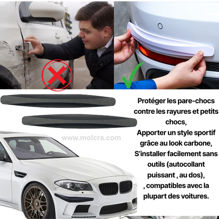 🚘 Bande de Protection Anti-Rayure Pare-chocs Universel Carbone