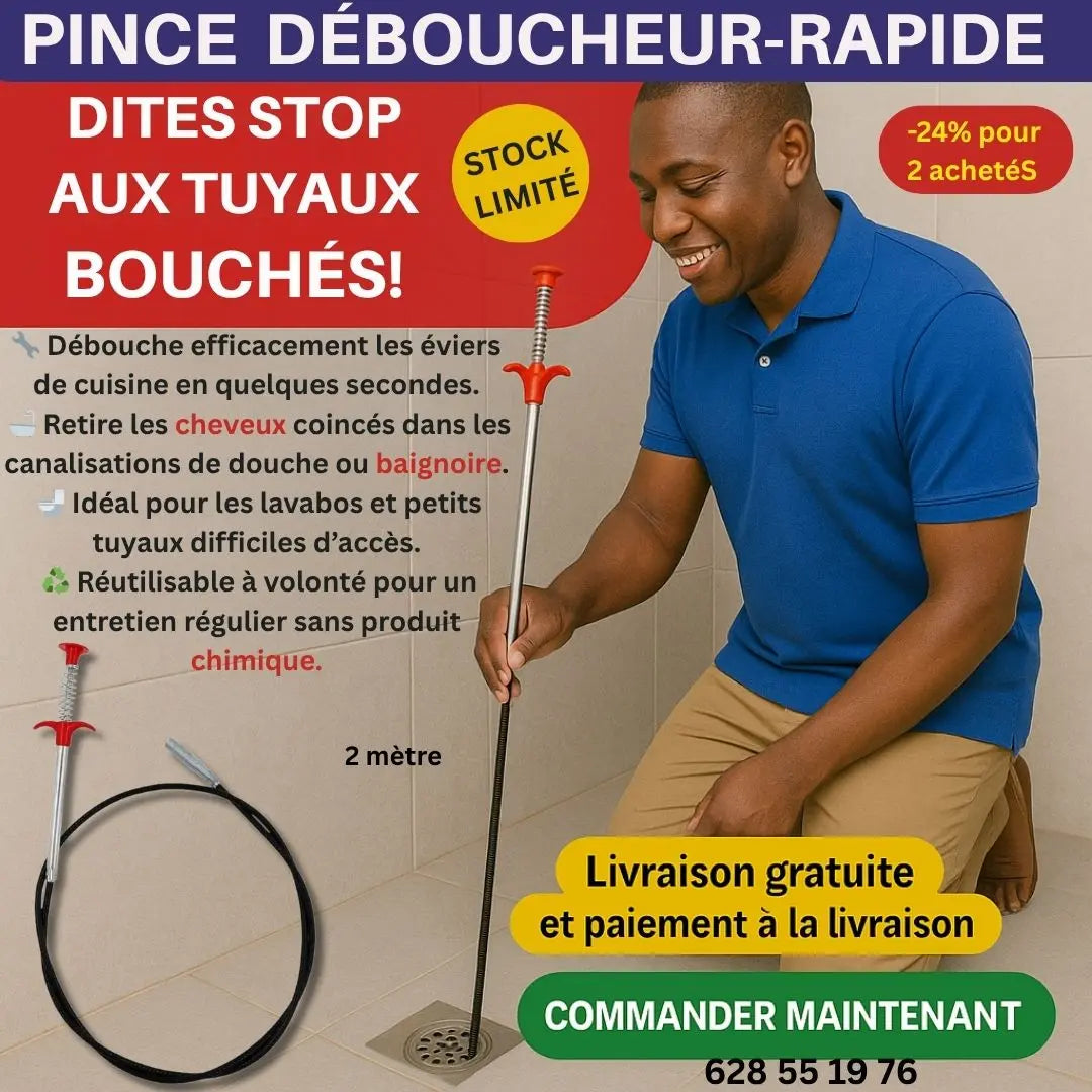 🌟 PINCE ATTRAPE DÉCHETS 🌟 Dites Adieu aux Canalisations Bouchées ! 🇬🇳